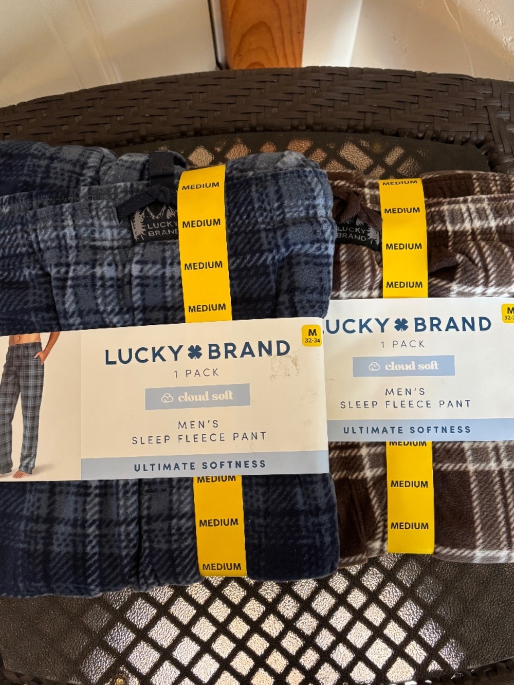 Lucky Brand Cloud Soft Plaid Fleece Lounge/Sleep Pants Size M 32-34 Lot of 2